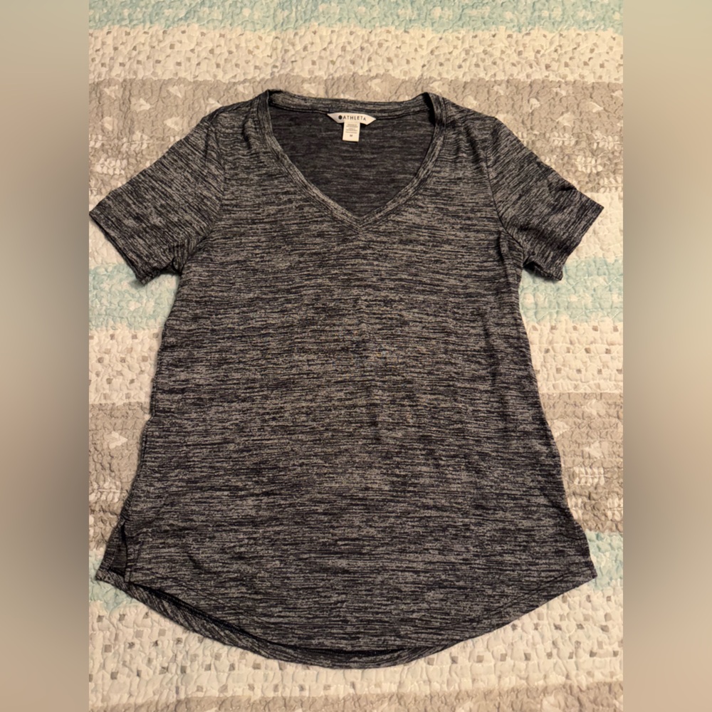 Athleta Heathered Gray Asymmetrical Cap Sleeve T-shirt NWOT